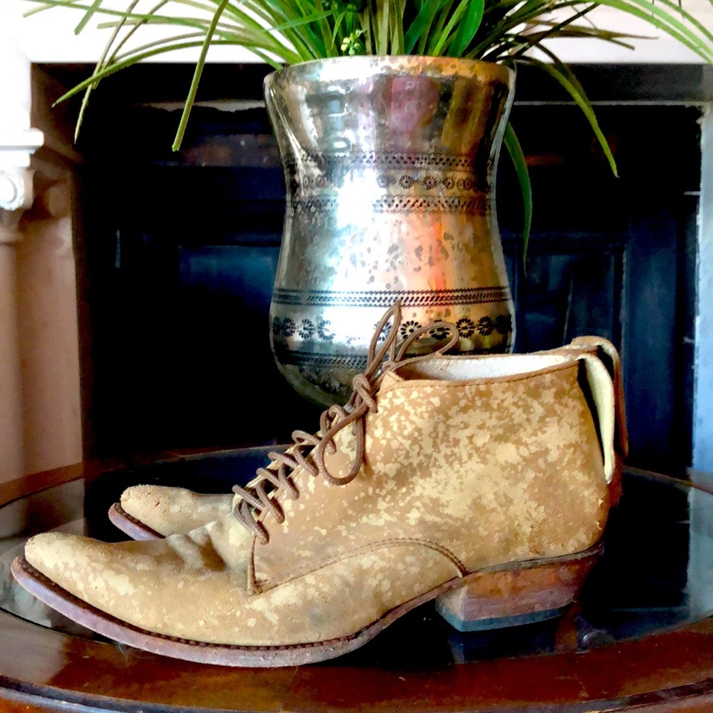 Freebird Esquina genuine leather tan lace up booties boots boho witch brown 8